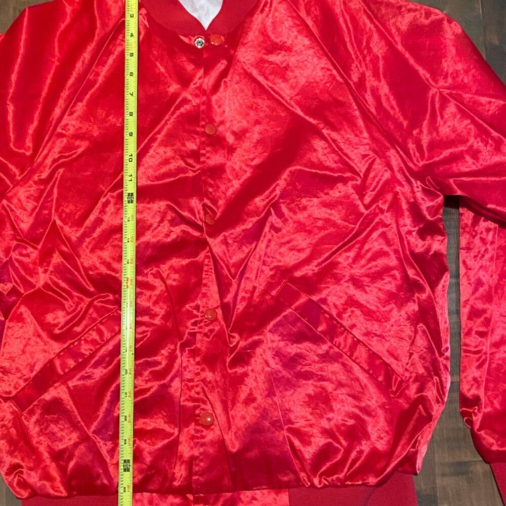 CARDINAL Vintage 50's 60's USA Made RED Satin Jacket Lined Windbreaker Sz.Large - Picture 10 of 15